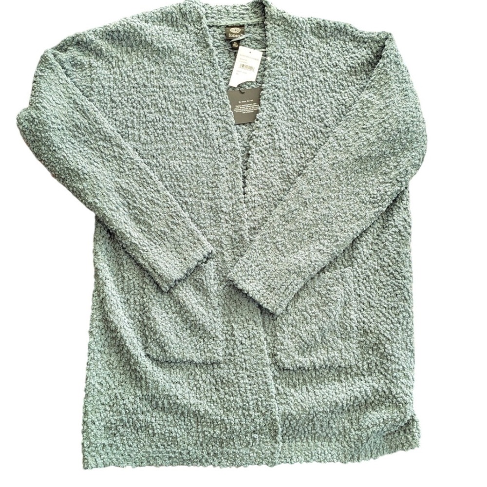 NWT Bobeau Womens XL Popcorn Knit Open Front Cardigan Moss Aquamarine Cozy Soft
